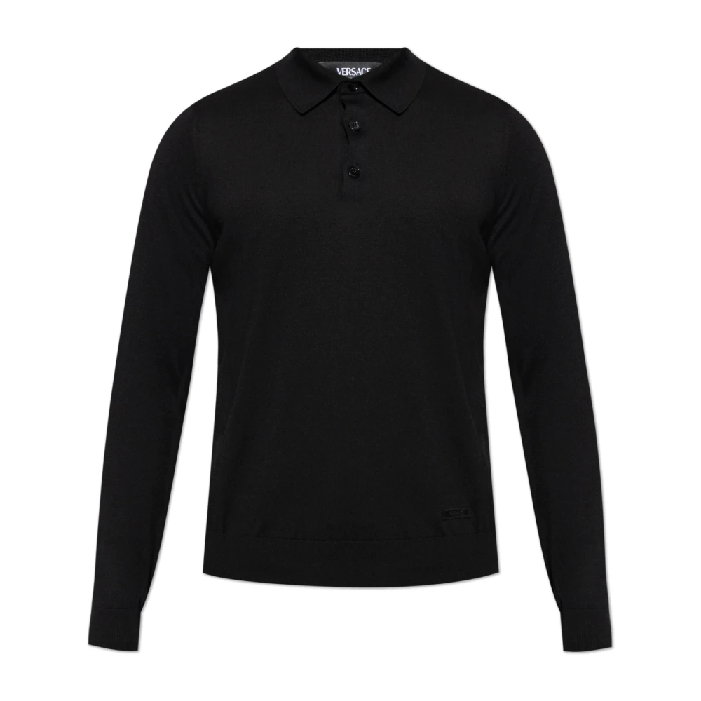 Versace Lange mouw polo Black Heren