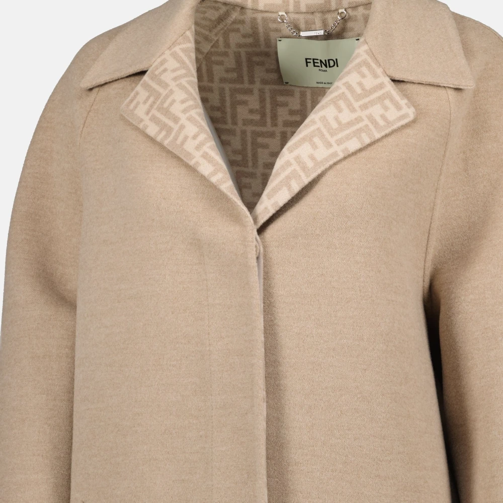 Fendi Omkeerbare wollen jas voor vrouwen Beige Dames