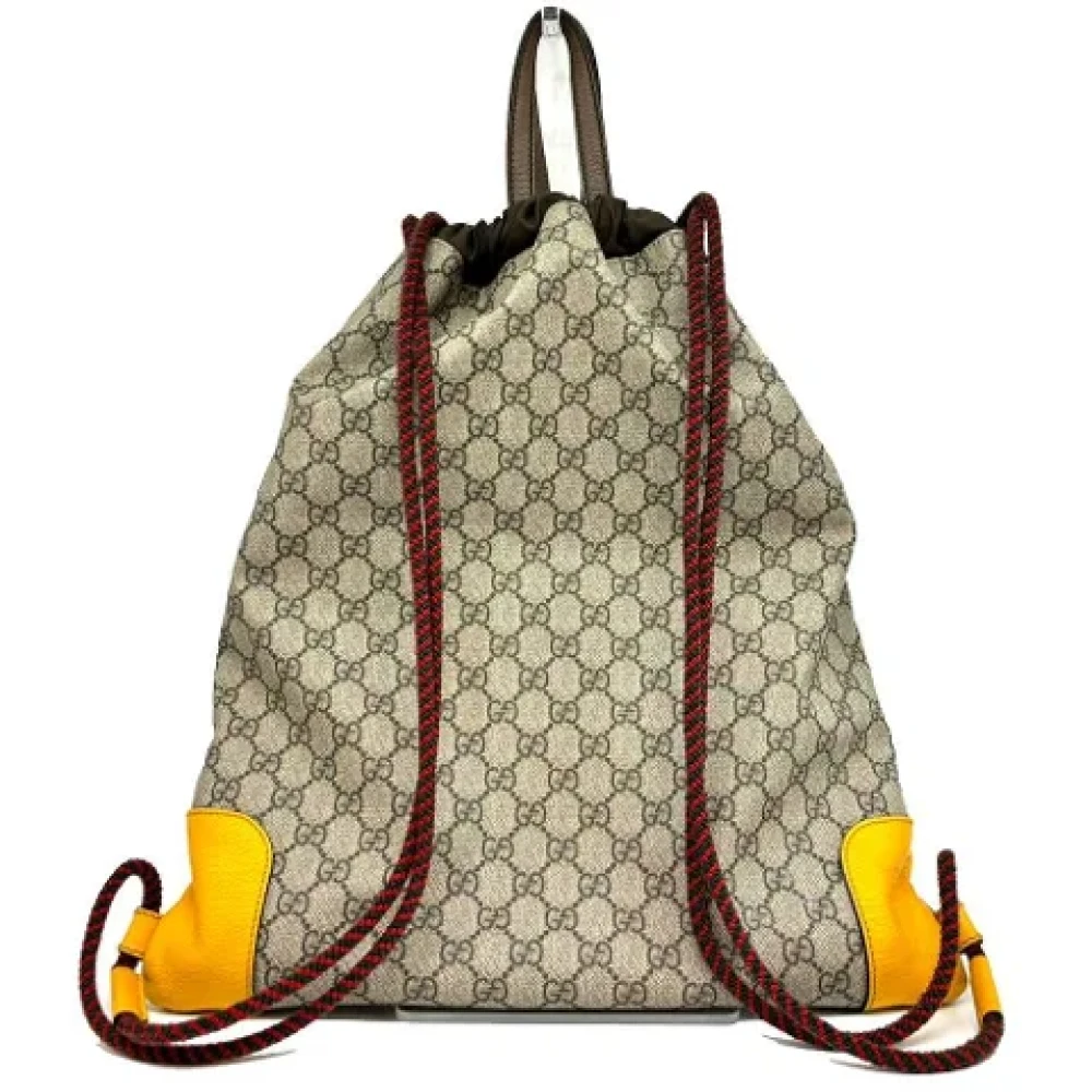 Gucci Vintage Pre-owned Canvas backpacks Beige Dames