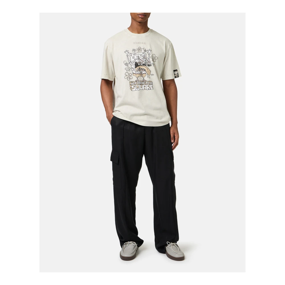 Iceberg Stoffen T-shirt met SpongeBob-print in stoffige kleur en regular-fit Beige Heren