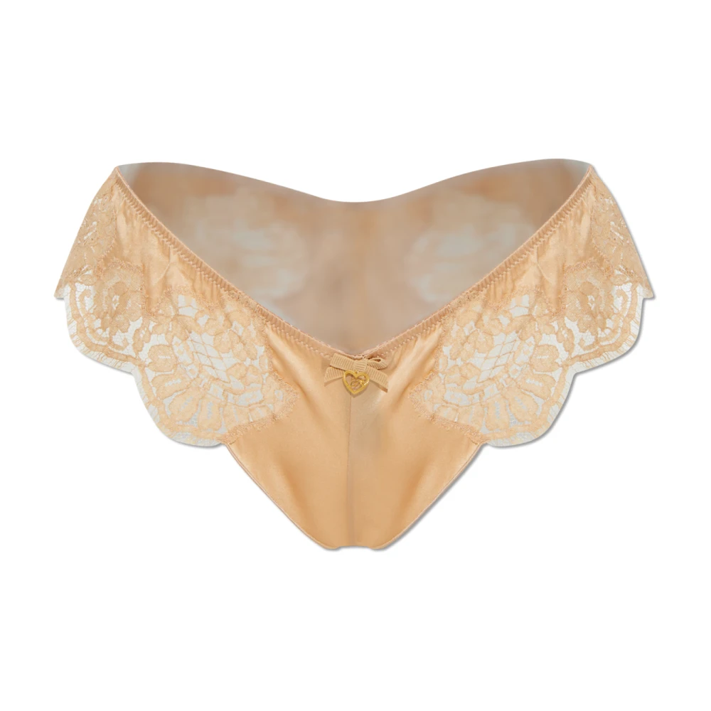 Dsquared2 Vrouw Beige Ondergoed Dames, Xl, Satijn, Slips Met Kanten Inzetstukken