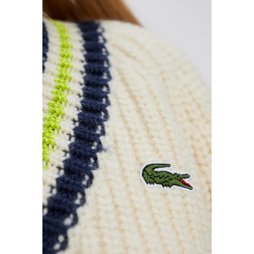 Lacoste Wollen trui met V-hals Beige Dames