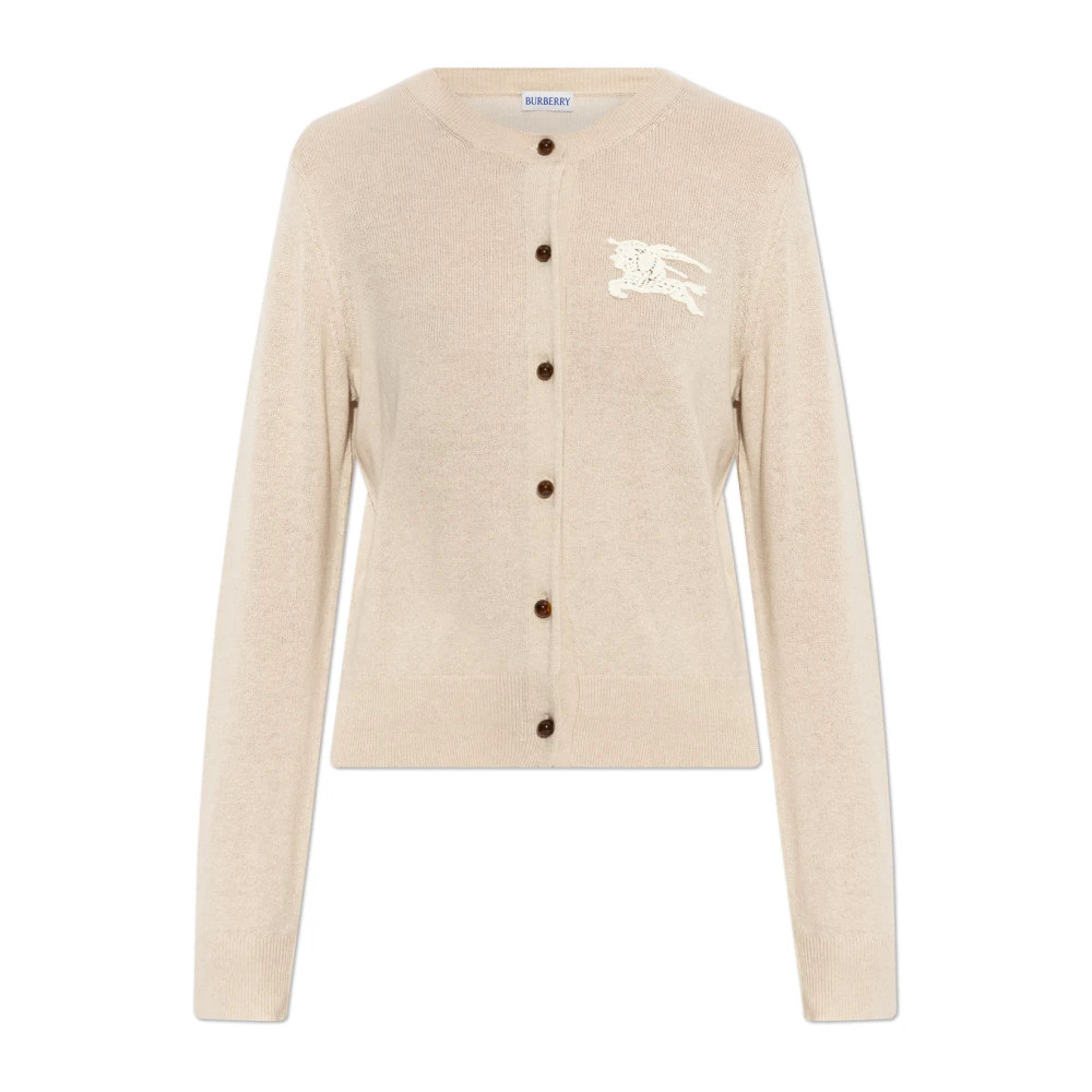 Burberry Vrouw Beige Truien & Vesten Dames, L, Katoen, Ekd Cotton Wool Cardigan