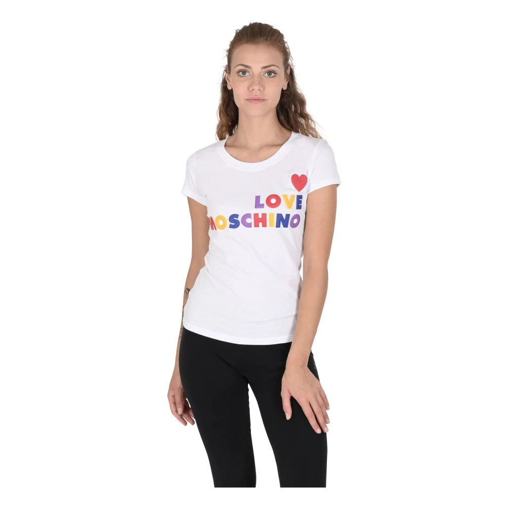 Love Moschino Optisch Wit Katoenen T-Shirt White Dames