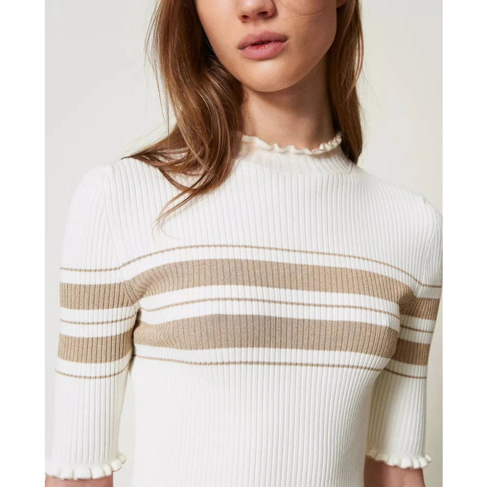 Twinset Geribbelde trui White Dames