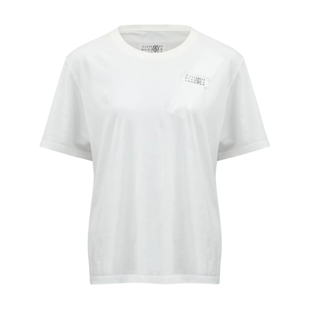 MM6 Maison Margiela Logo Patch Crewneck T-shirt White Dames