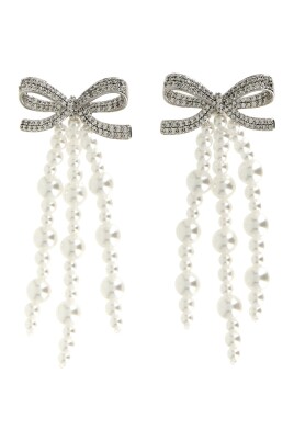Boucles D'oreilles Oscar De La Renta - Fleur Blanche Et Goutte De Cristal, Plaqué Or, Neuf Sans Emballage