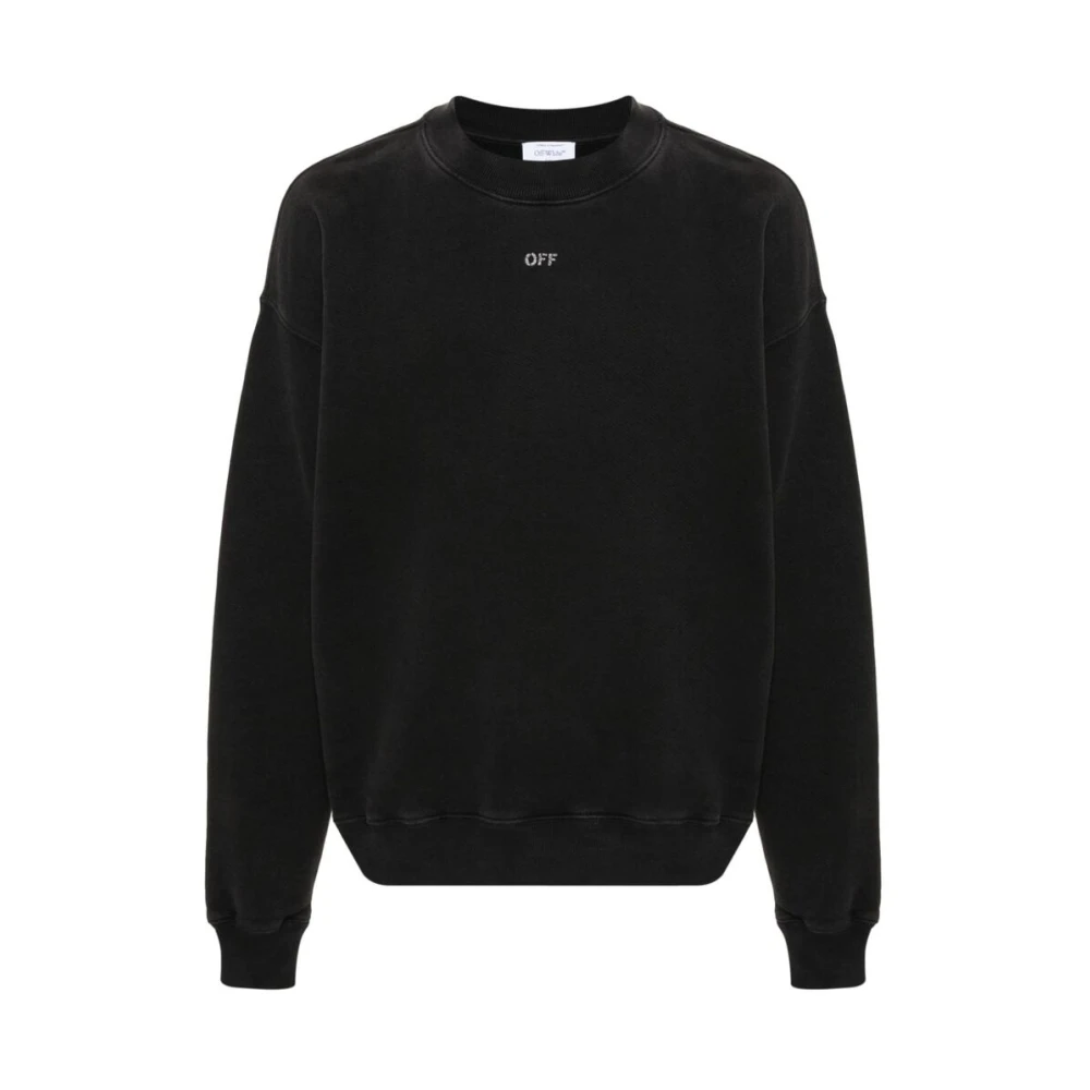 Off White Logo Sweatshirt med Distressed Effekt Black, Herr