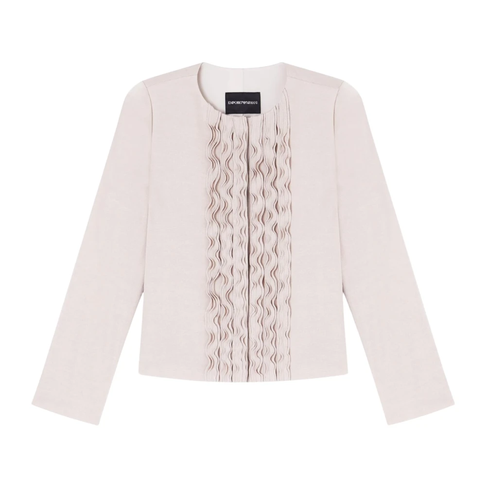 Emporio Armani Damen Beige Jacke Aus Gewaschenem Twill Mit Taillierten Seiten