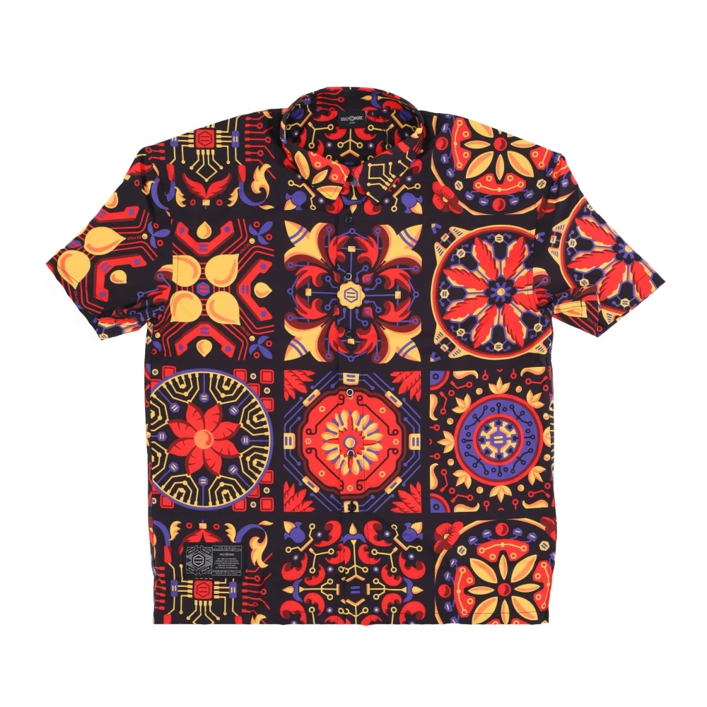 Dolly Noire Rode Majolica Patroon Oversized Shirt Multicolor Heren