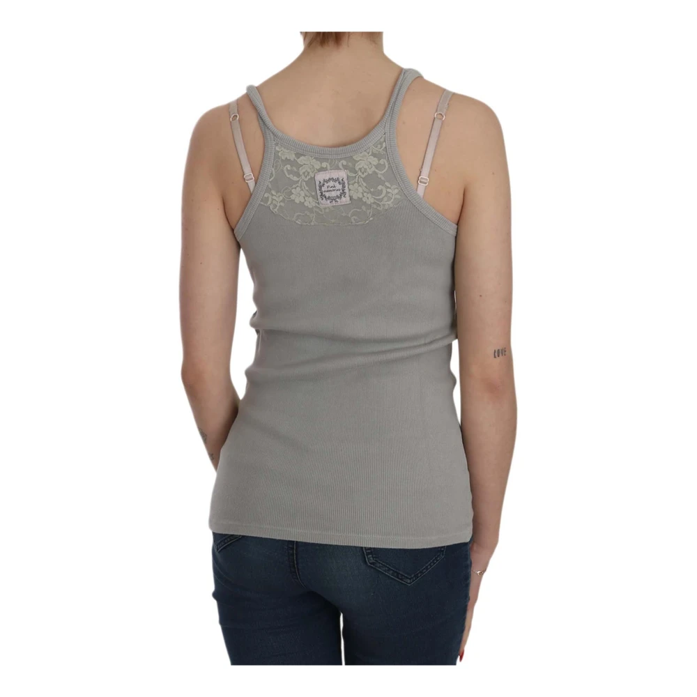 Pink Memories Grijze Mouwloze Spaghetti Strap Top Blouse Gray Dames