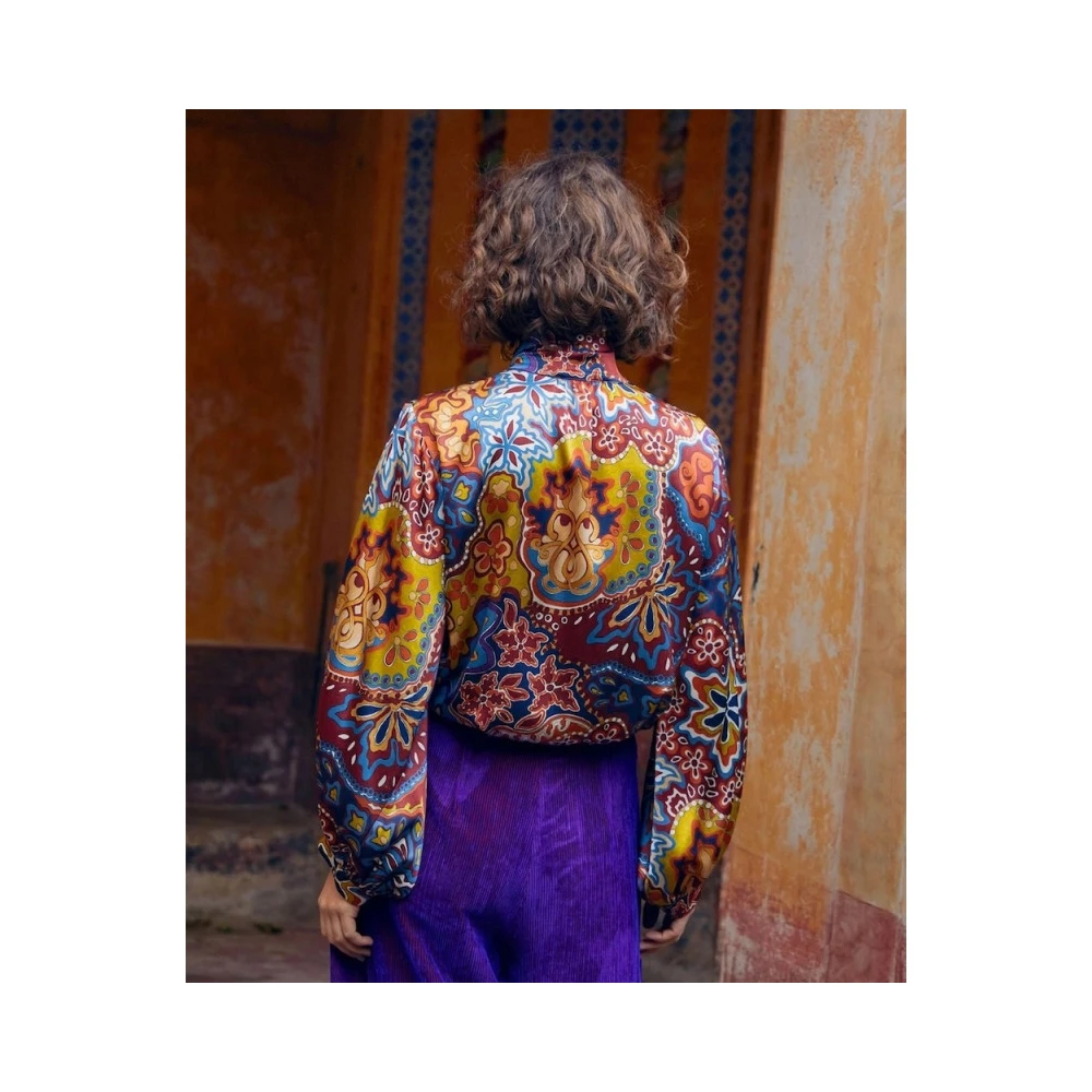 Momoni Thierry Zijden Satijnen Blouse Multicolor Dames