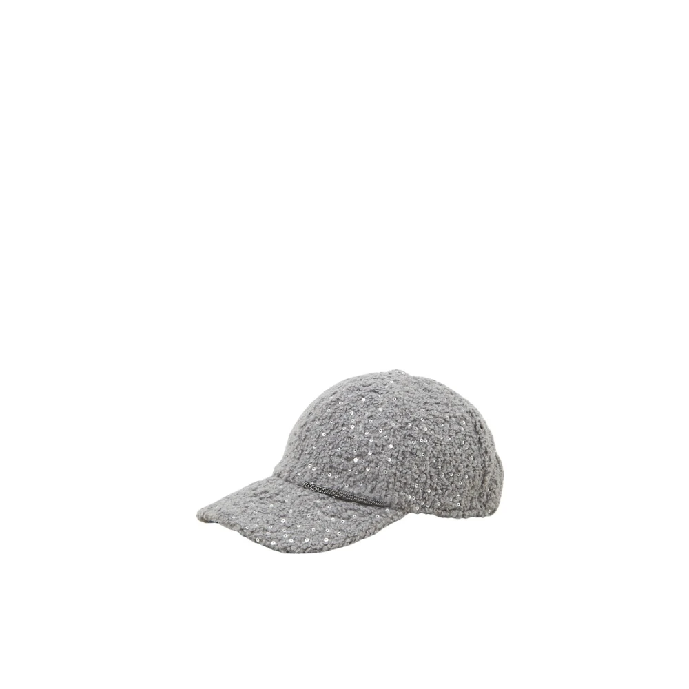 PESERICO Eco-bont baseballpet met pailletten Gray Dames