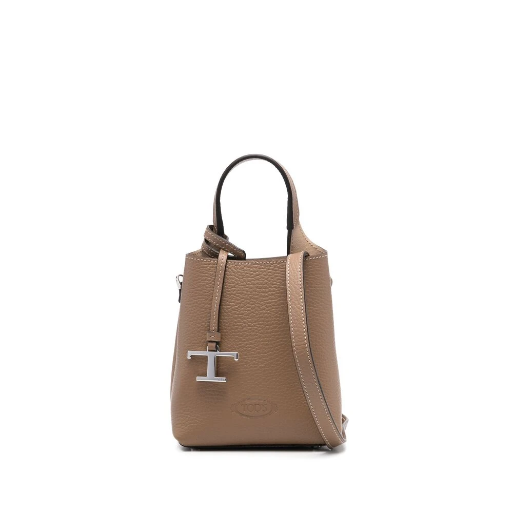 TOD'S Taupe Schoudertas met Handvat Brown Dames