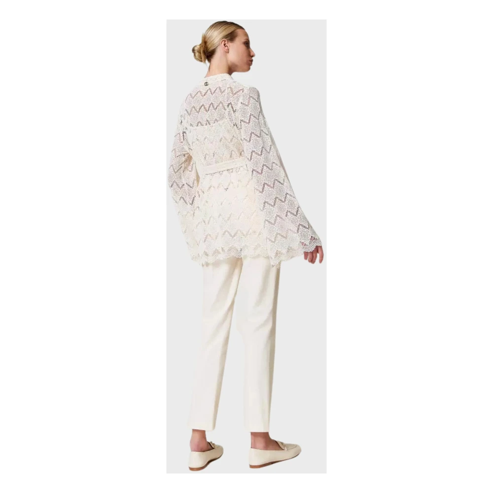 Twinset Rechte pijp katoenmix gabardine broek White Dames