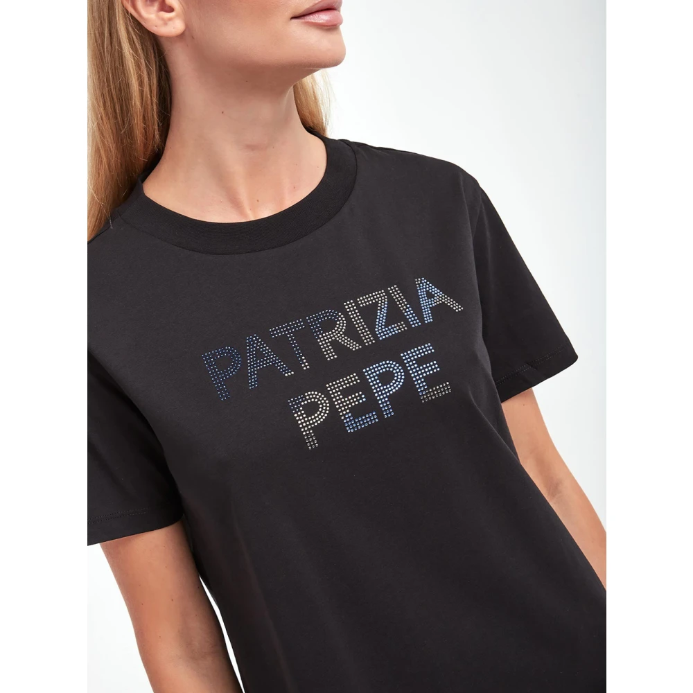 PATRIZIA PEPE Zwarte T-shirt met korte mouwen Black Dames