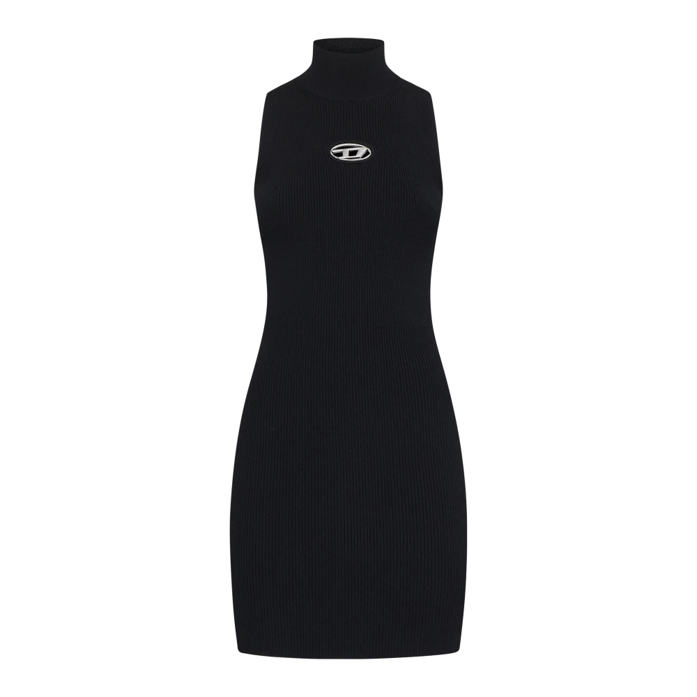 Diesel Zwarte Geribbelde Crop Top Jurk Black Dames