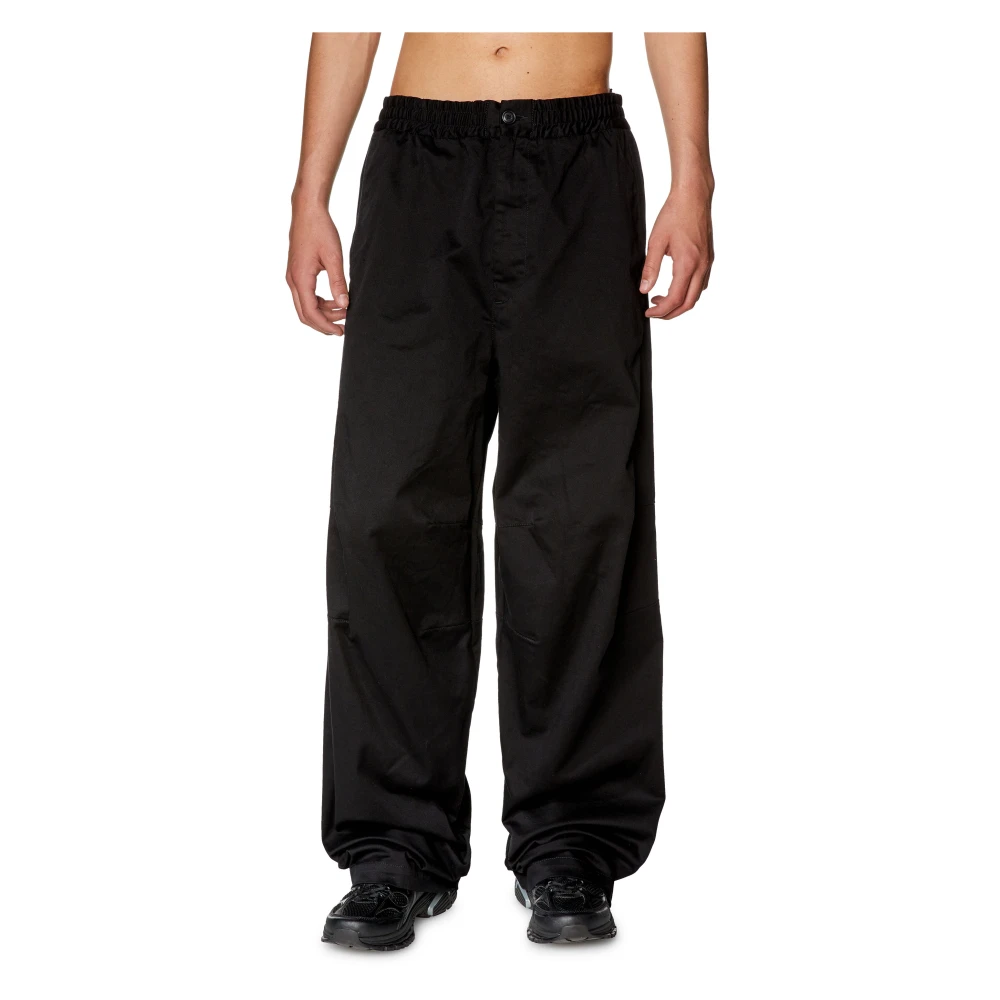 Diesel Gabardine pants with elasticated waist Black Heren