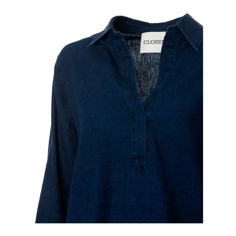 closed Blouses Blue Dames