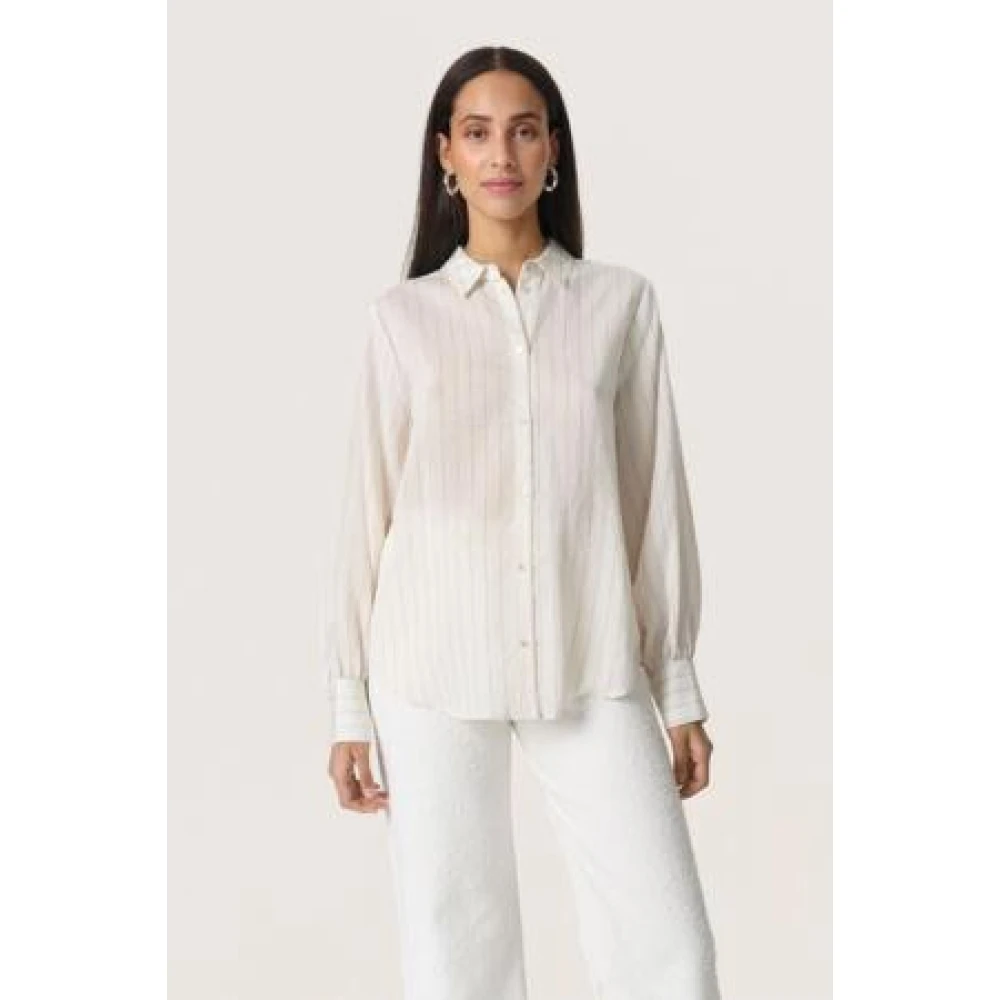 Soaked in Luxury Nature Stripe Shirt Beige Dames