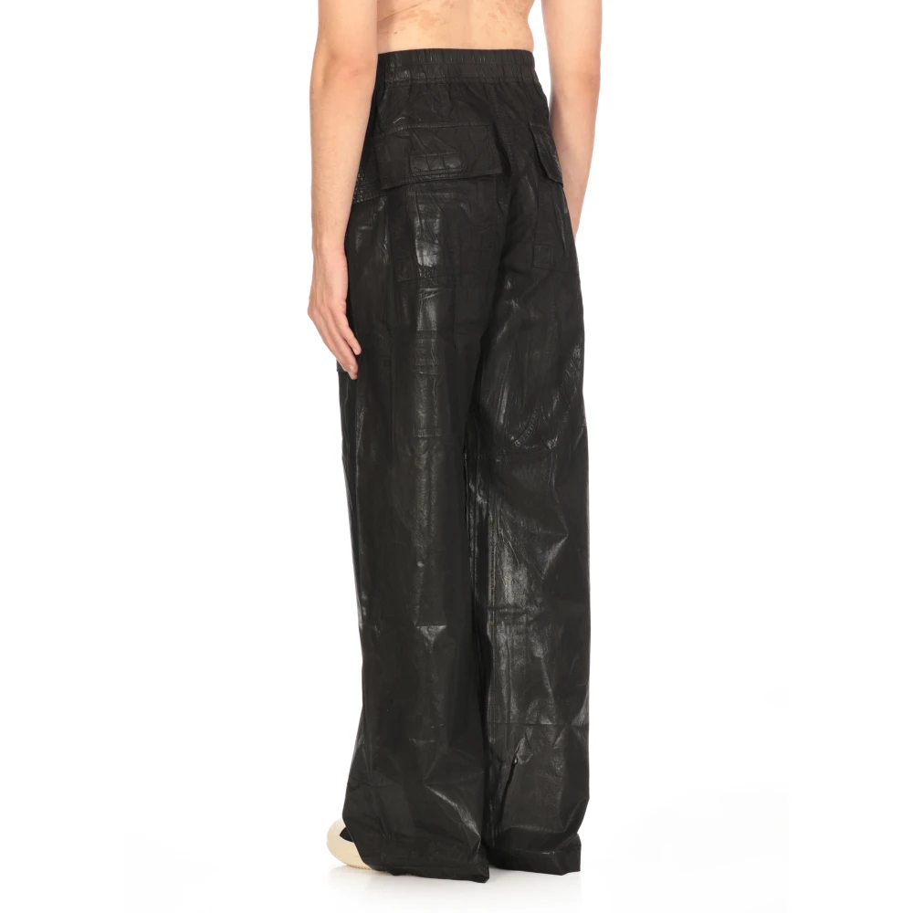 Rick Owens Zwarte Cargo Broek Elastische Taille Koord Black Heren