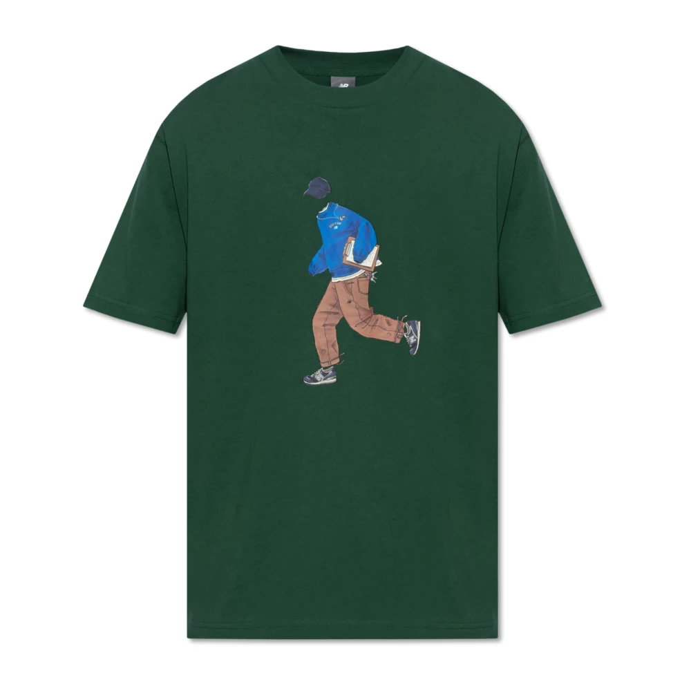 New Balance Bomull T-shirt Green, Herr