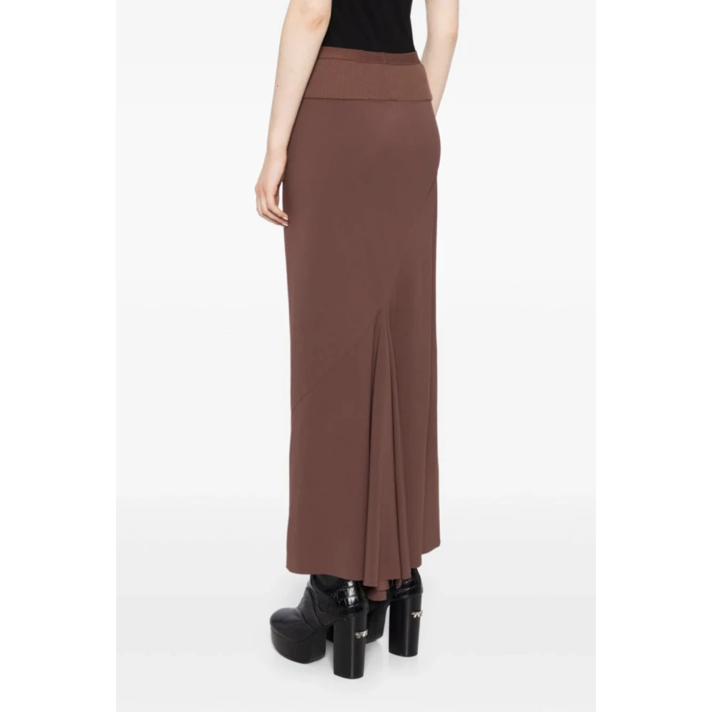 Rick Owens Bias Rok met Keel Detail Brown Dames