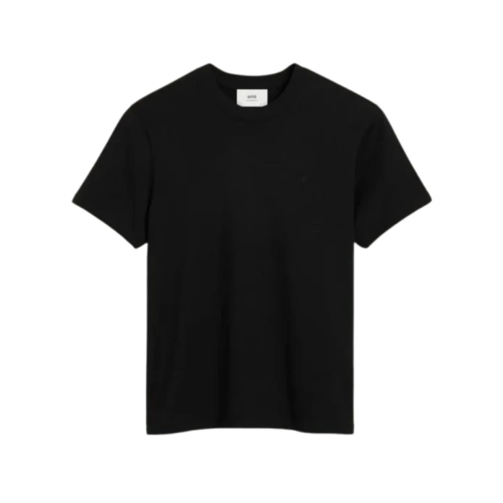 Ami Paris Hjärta T-shirt Svart Kort Ärm Rund Hals Black, Herr