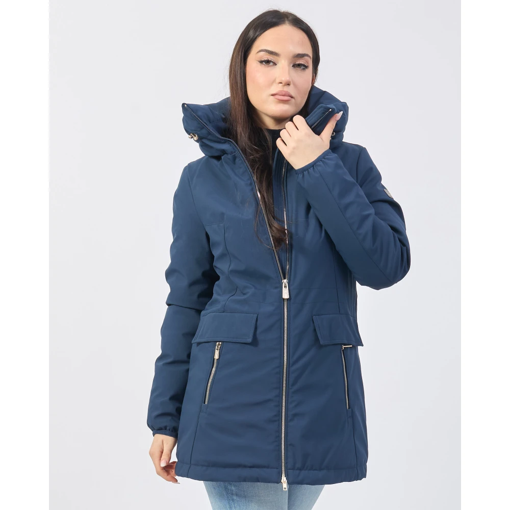 YES ZEE Blauwe Softshell Damesjas met Hoge Kraag Blue Dames