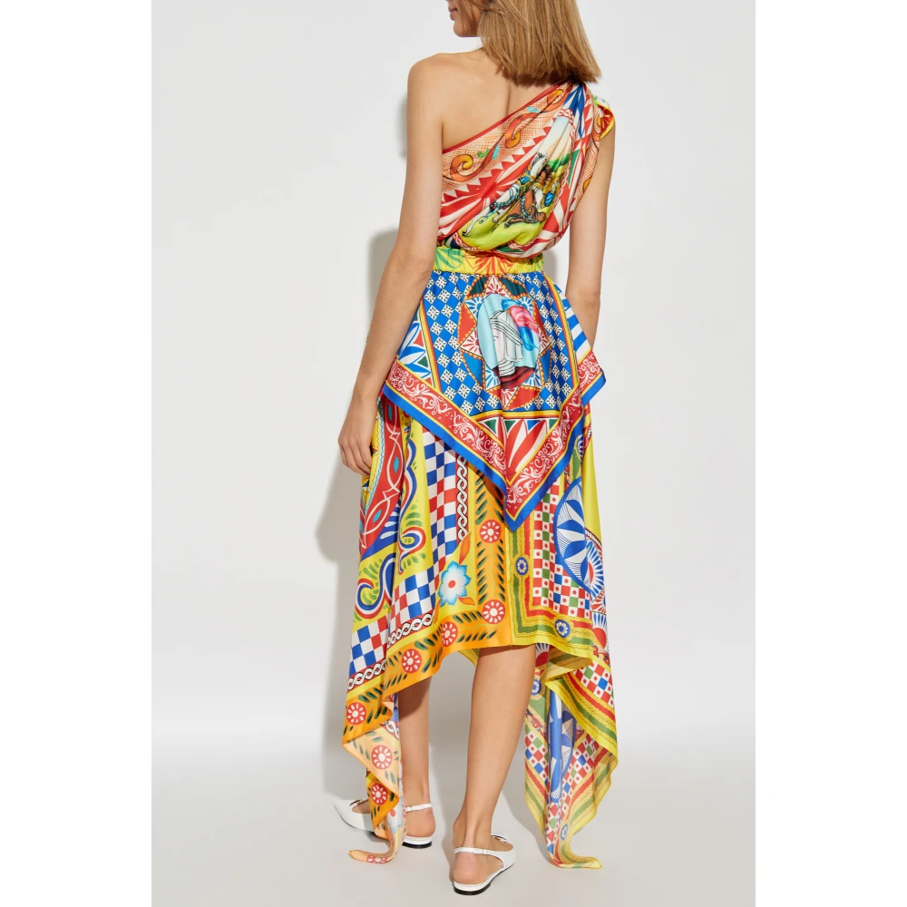 Dolce & Gabbana Zijden jurk met Carretto-patroon Multicolor Dames