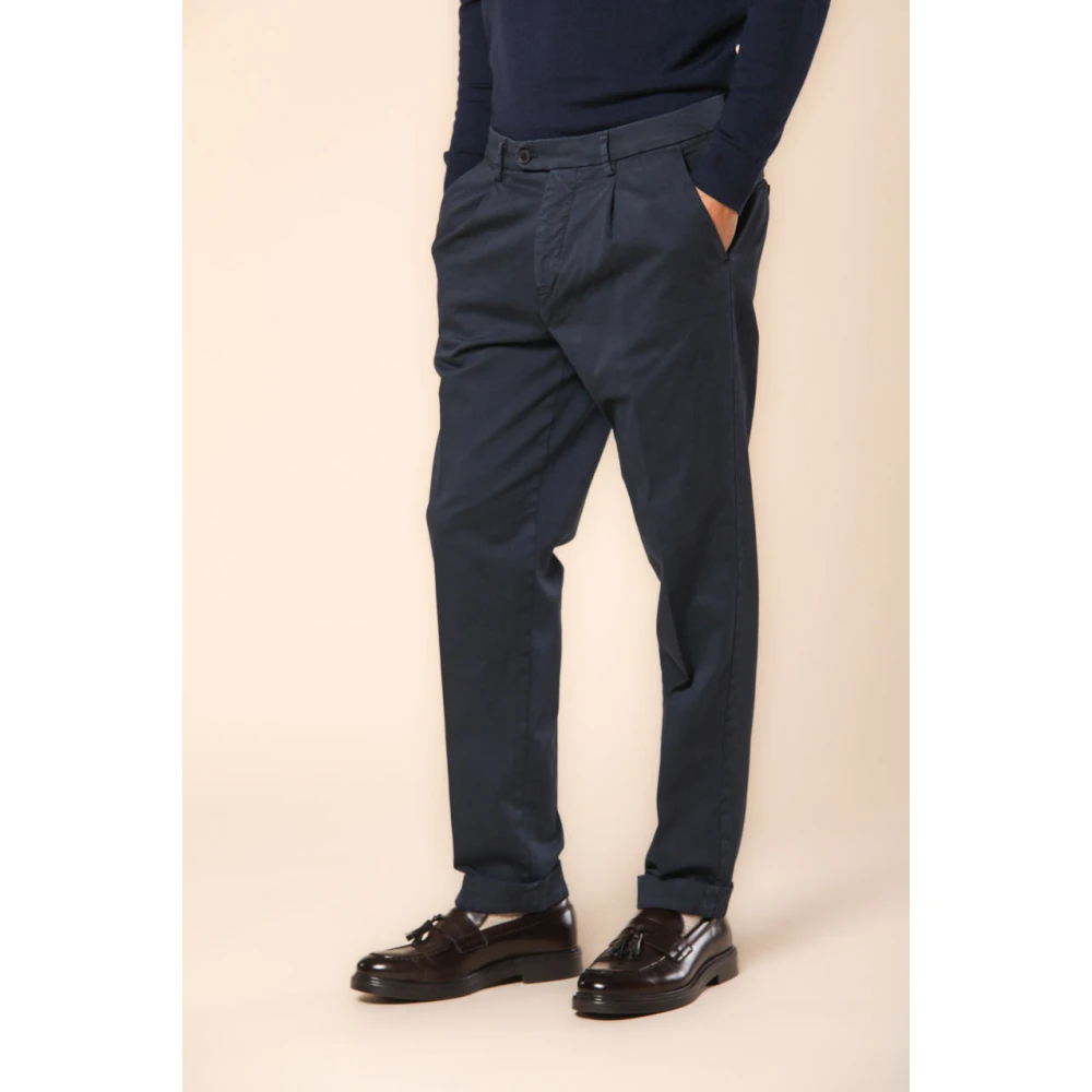 Mason's Diagonale Print Relaxte Fit Chino Broek Blue Heren