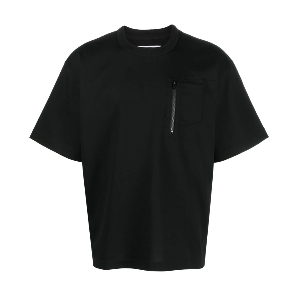 Sacai Zwart Multi-Pocket Katoenen T-Shirt Black Heren