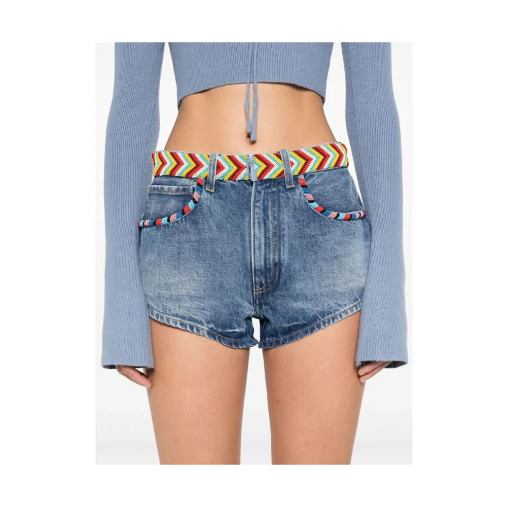 Alanui Indigo Blauwe Kralen Denim Jeans Blue Dames