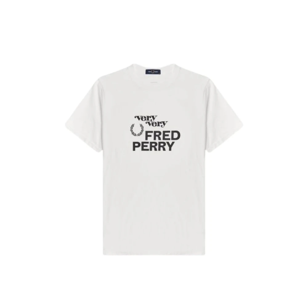 Fred Perry Bedrukt ronde hals katoenen T-shirt White Heren