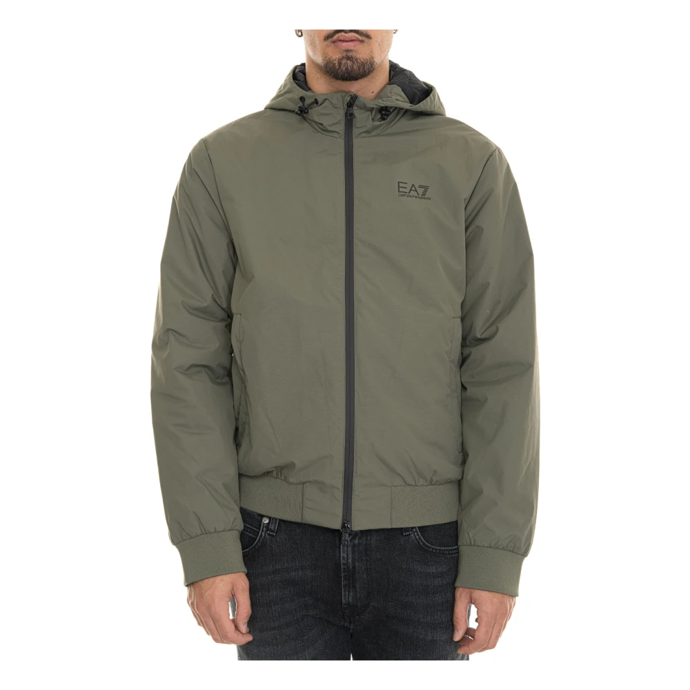 Emporio Armani EA7 Hooded Ritsjas met Contrastdetails Green Heren