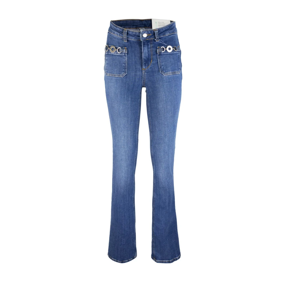 Liu Jo Blauwe Straight Fit Jeans Rits Sluiting Blue Dames