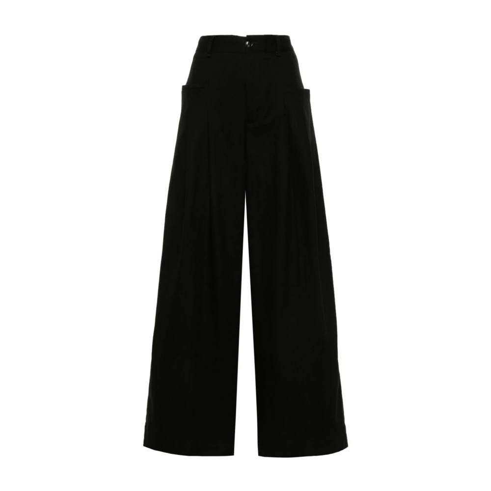 White Sand Zwarte Twill Weave Wijde Pijp Broek Black Dames