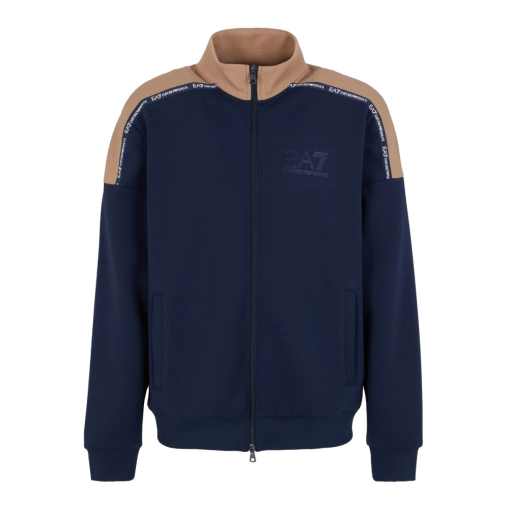 Emporio Armani EA7 Hoge Hals Volledige Rits Sweatshirt Blauw Blue Heren