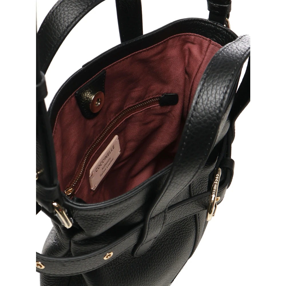 Coccinelle Zwarte Bucket Bag met Decoratieve Riem Black Dames