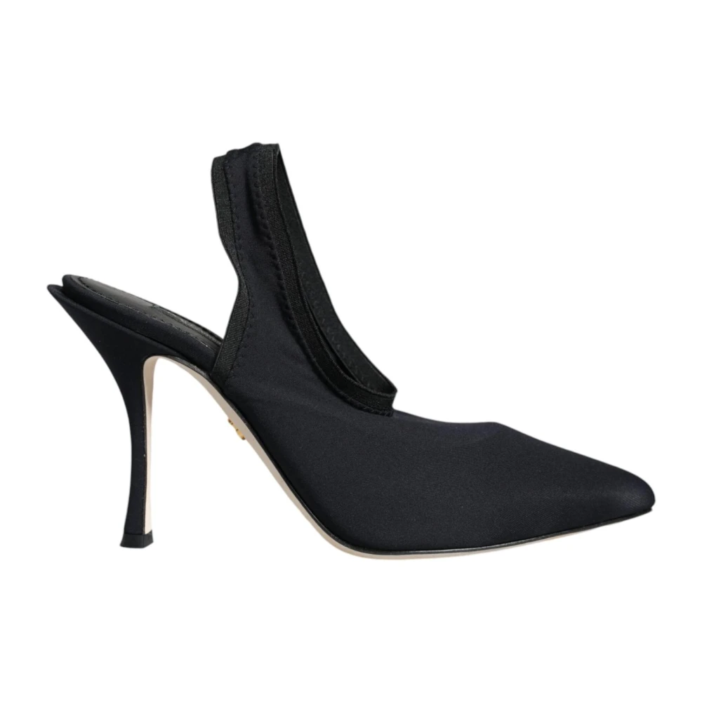 Dolce & Gabbana , Pumps, Female, Black, 3 1/2 Uk, Black Stretch Slingback Heels