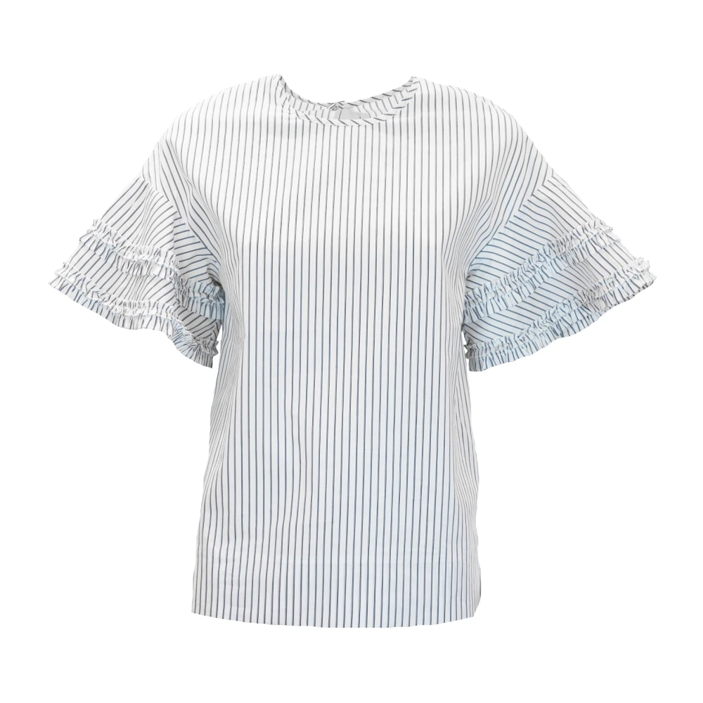 Victoria Beckham Witte Ruffle Top Blouse Shirt White Dames
