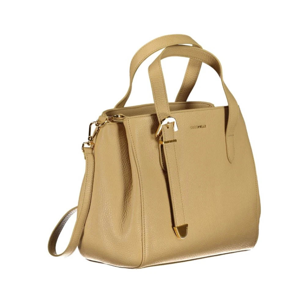 Coccinelle Beige Leren Handtas met Verstelbare Schouderband Beige Dames