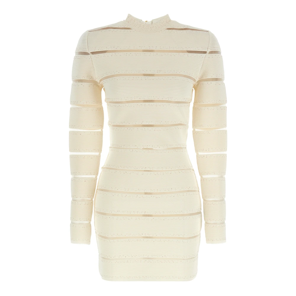 Balmain White Bodycon Mini Dress With Mesh Inserts - Female - Party Dresses - S - Dresses