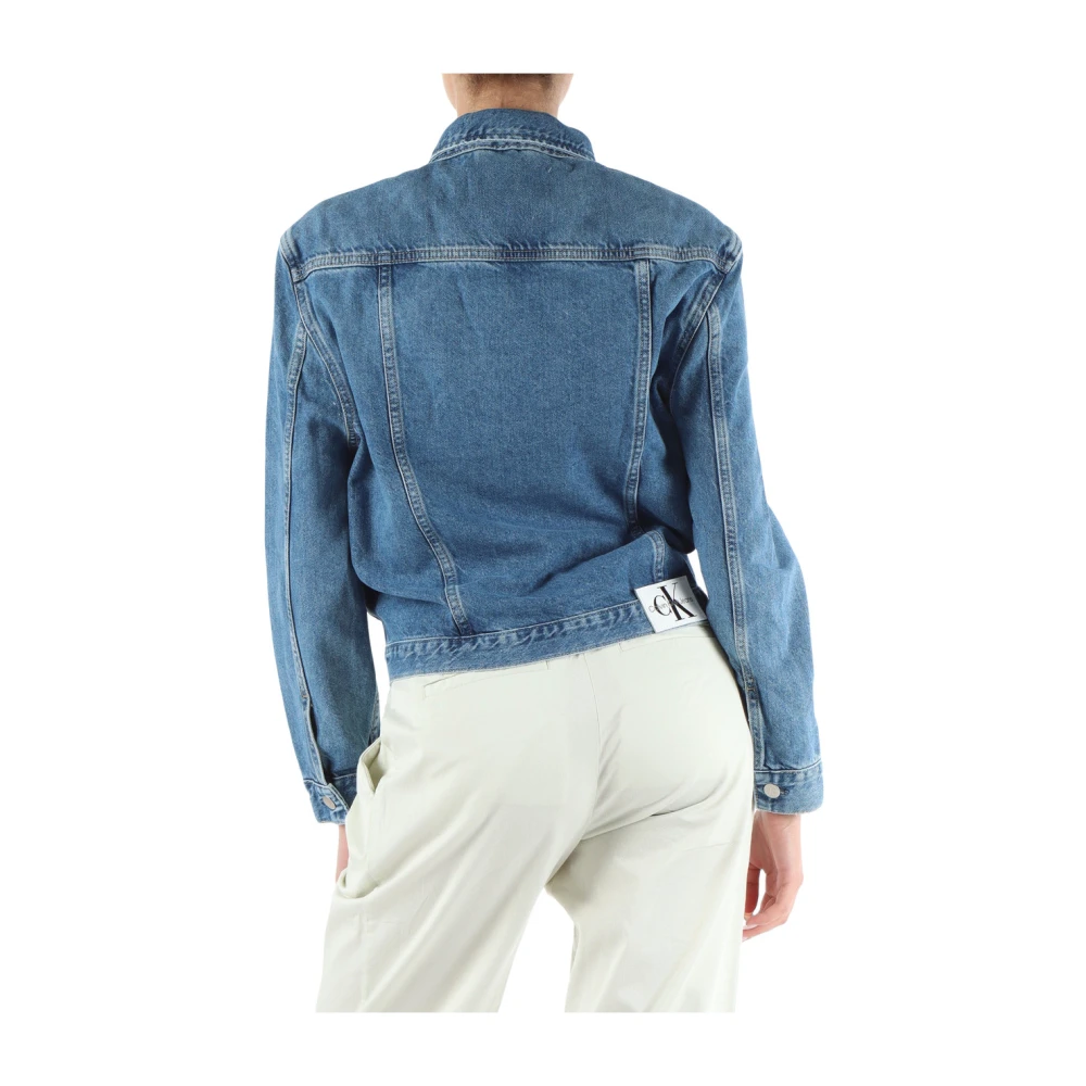 Calvin Klein Jeans Klassieke Fit Jeansjas met Logopatch Blue Dames