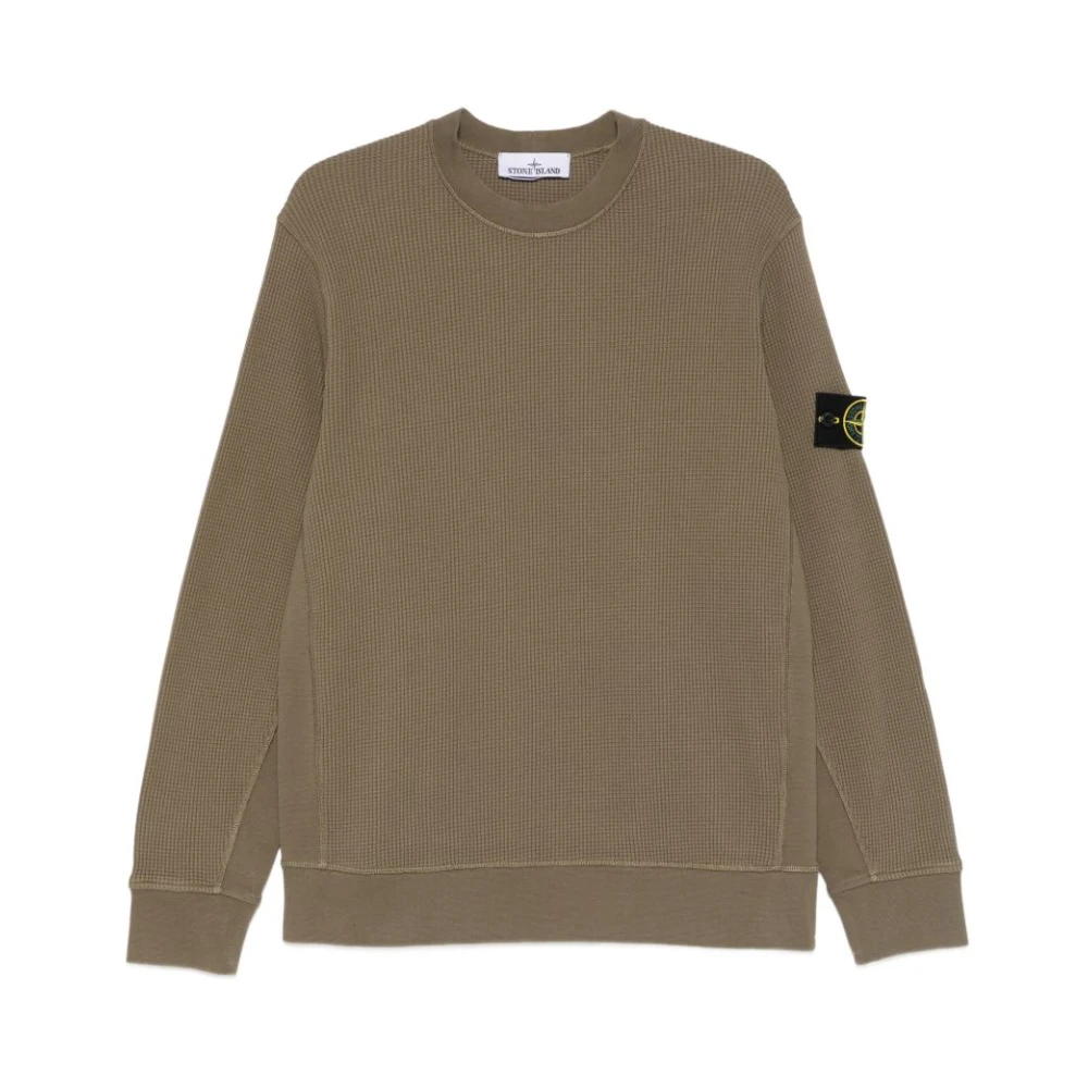 Stone Island Green Sweatshirts, Male, M, Waffle Knit Jumper