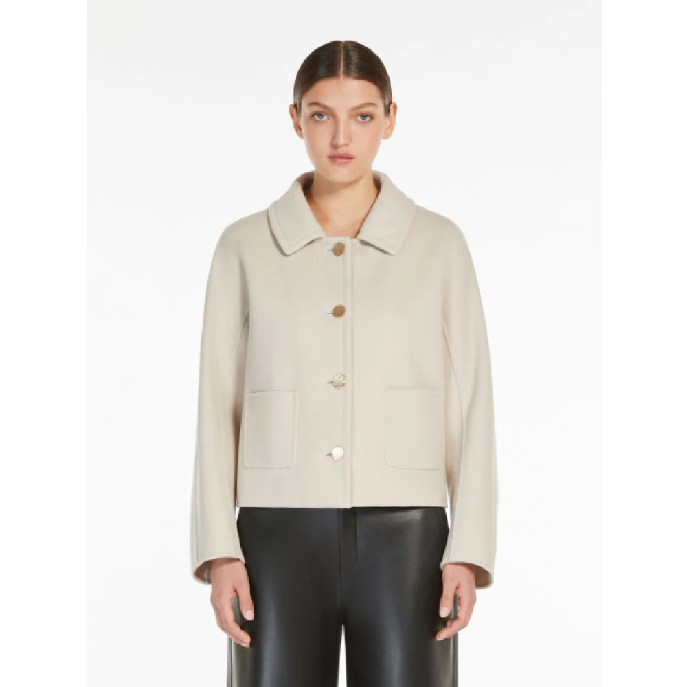 Max Mara Wollen Kimono Mouw Jas Beige Dames