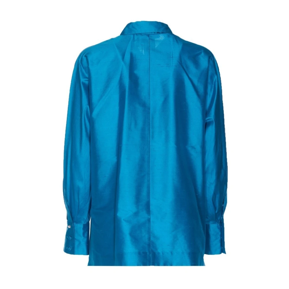 Max Mara Studio Blauwe Zijden Overhemd Elegante Stijl Blue Dames