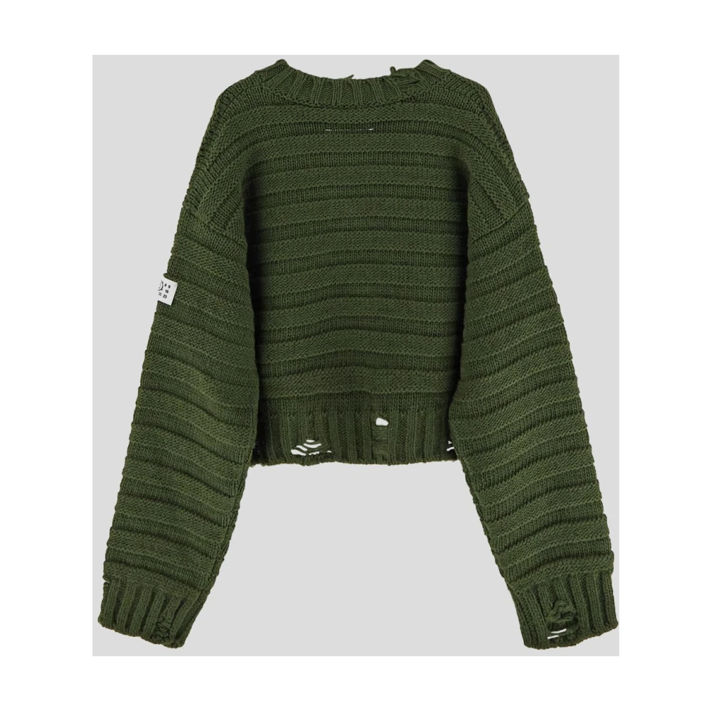 MM6 Maison Margiela Wollen Cropped Gebreid Green Dames