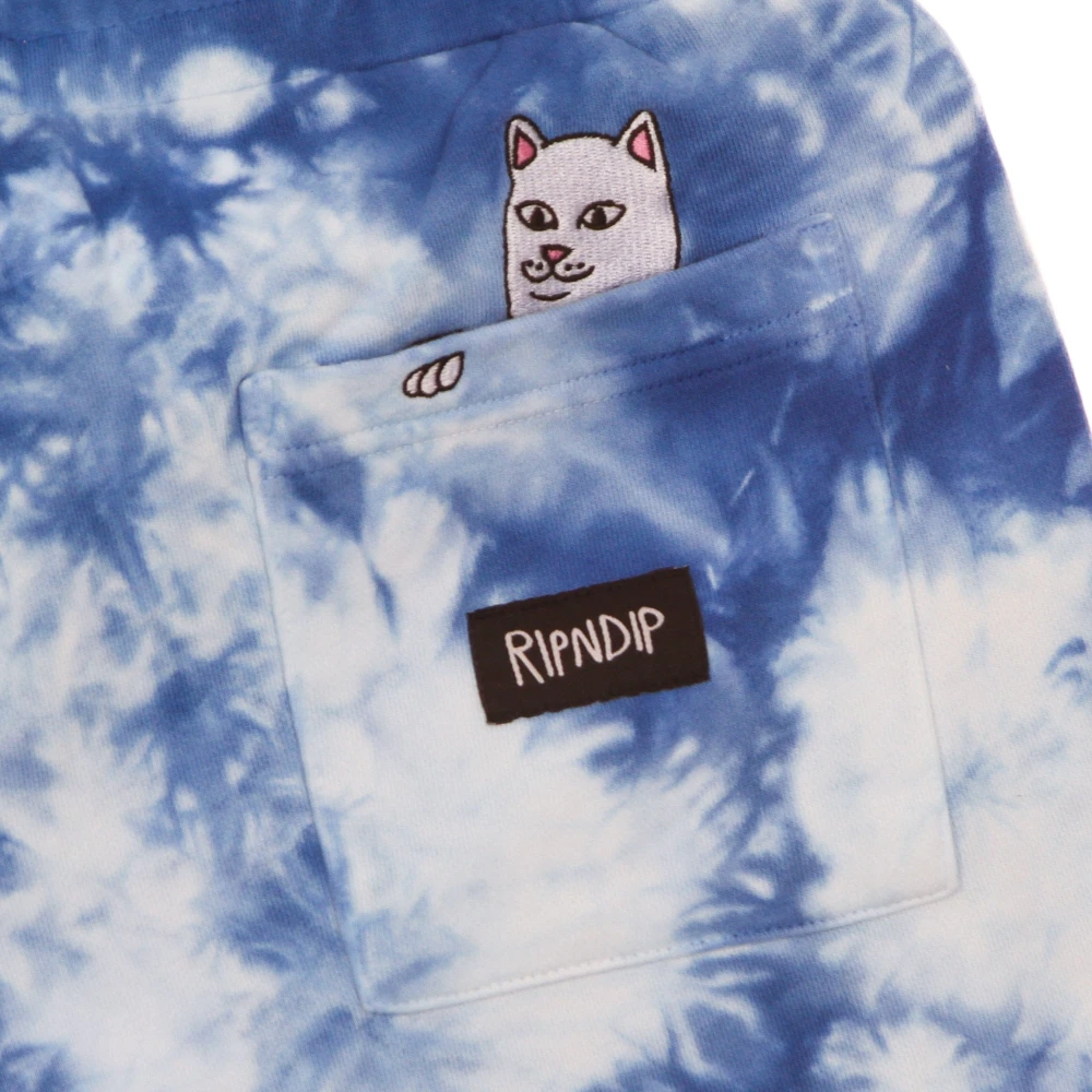 Ripndip Blauwe Acid Wash Sweat Shorts Lichtgewicht Trainingspak Blue Heren