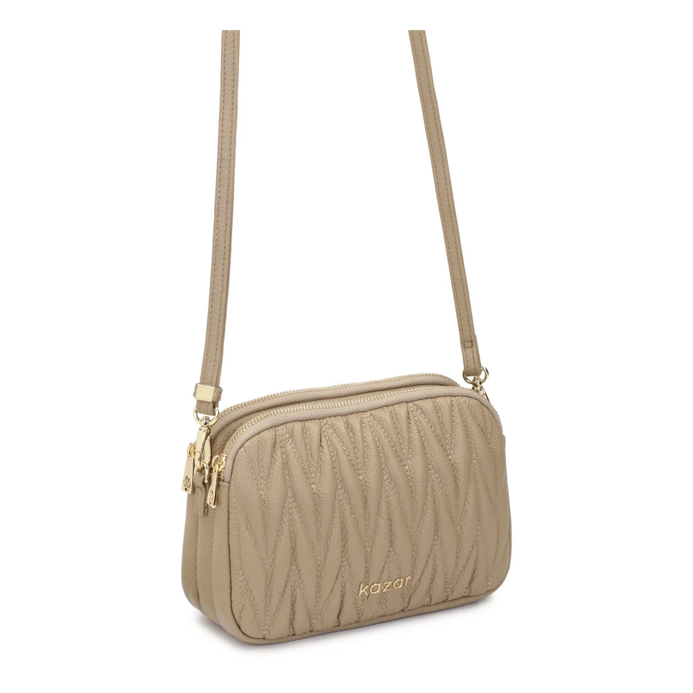 Kazar Opvallende gewatteerde handtas met schouderband Beige Dames